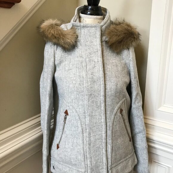 NWOT JCrew Chateau Parka Jacket Coat Womens 6 Gray Hooded Stadium Cloth BM948 - Picture 5 of 13